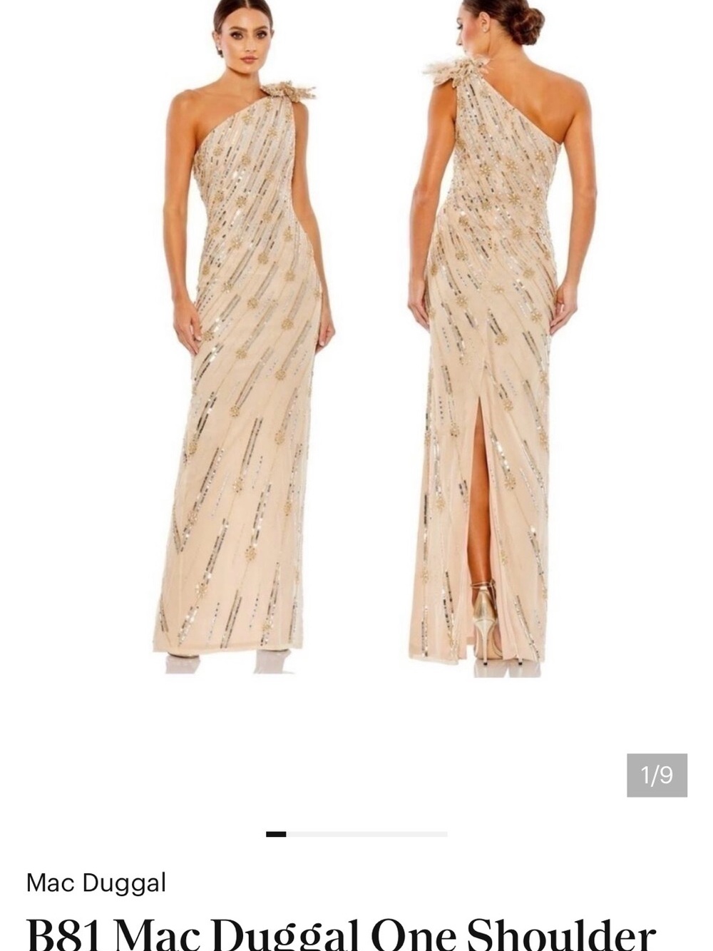 Mac Duggal One-Shoulder Evening Dress in Cream